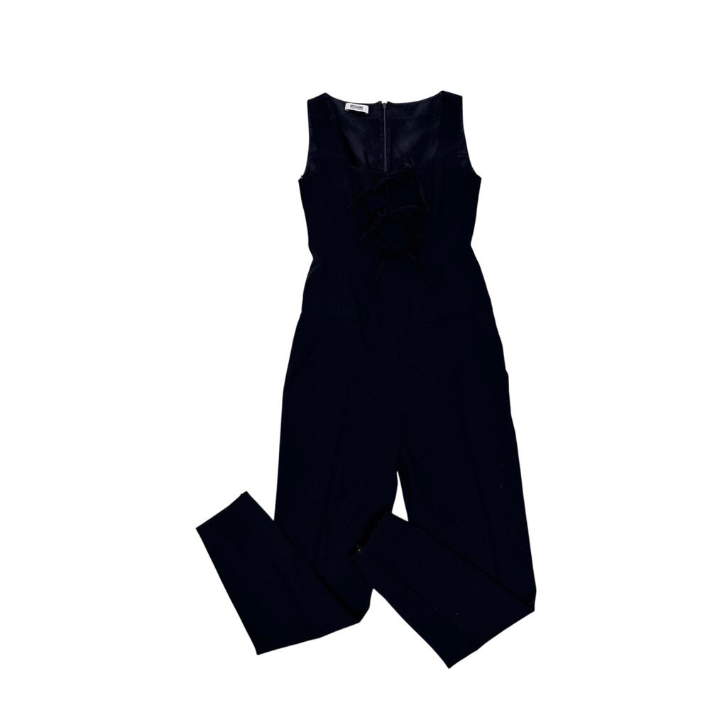 Moschino Vintage Cheap and Chic Sleeveless Bow Black Jumpsuit Black 6